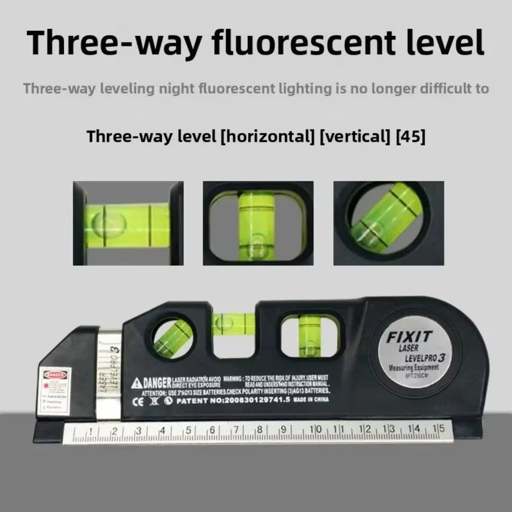 3-in-1 Laser Level with Tape Measure | Horizontal, Vertical & Cross Line Precision Tool