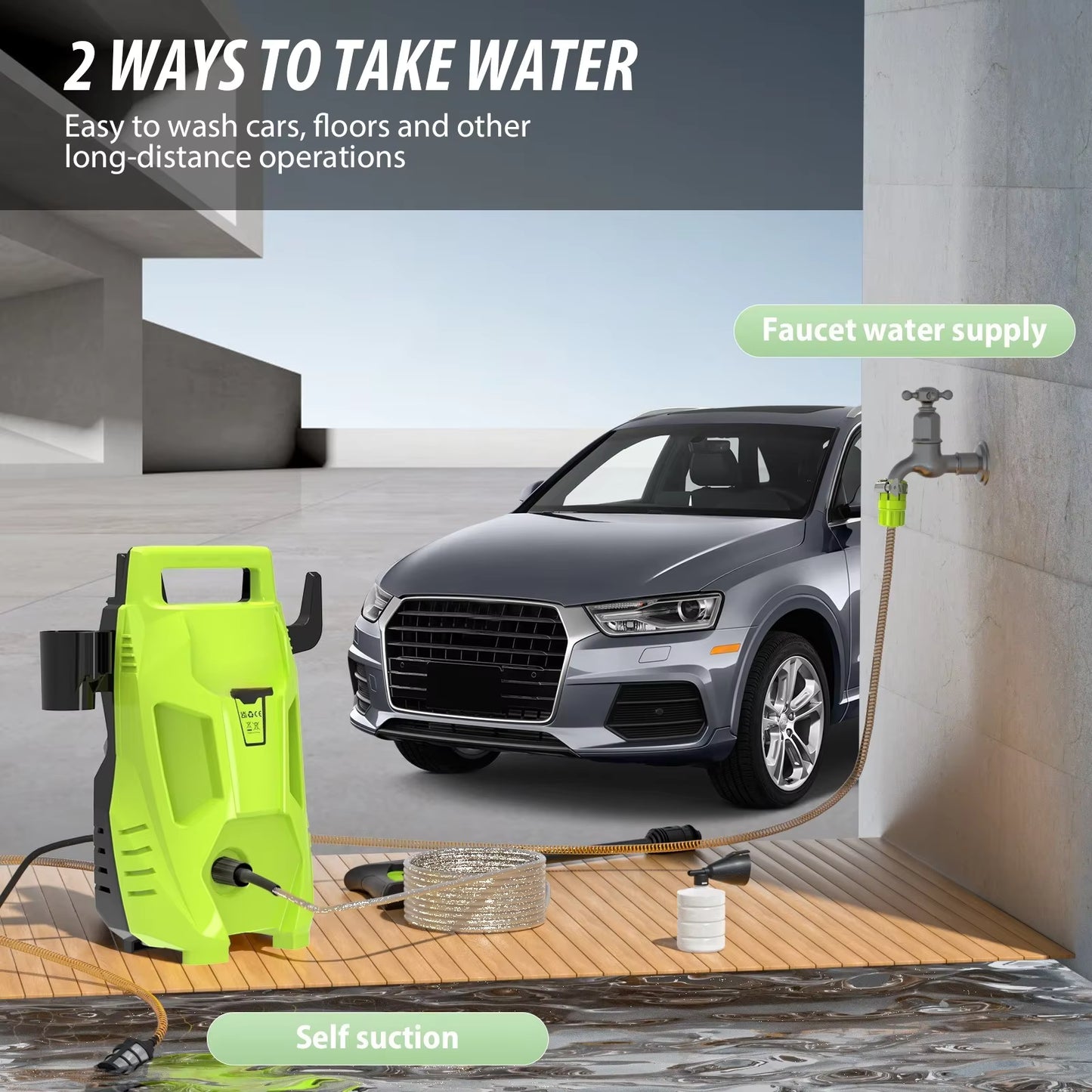 1600W Electric Pressure Washer | Compact High-Power Cleaner for Car, Patio & Home