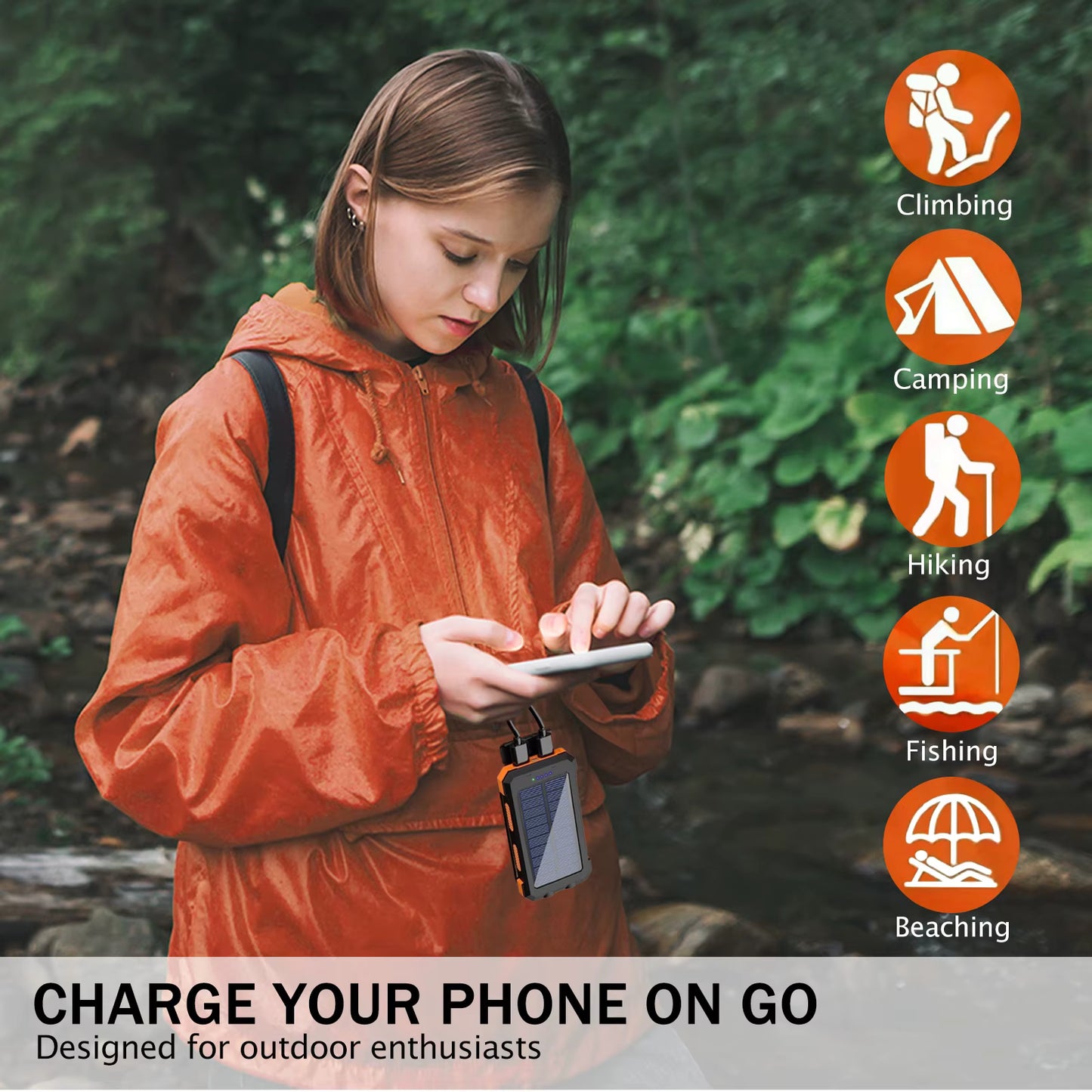 20000mAh Solar Power Bank – Dual USB, Waterproof & LED Flashlight