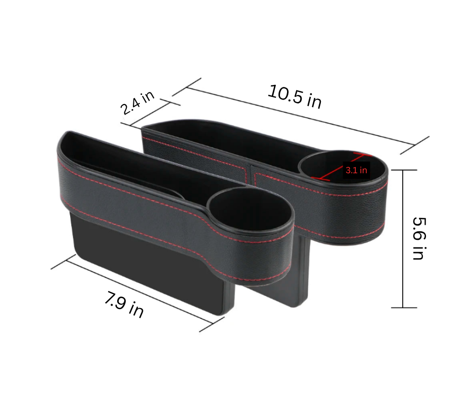 Leather Car Seat Gap Organizer with Charging Hole | Universal Car Storage Box for Phone, Wallet & Keys