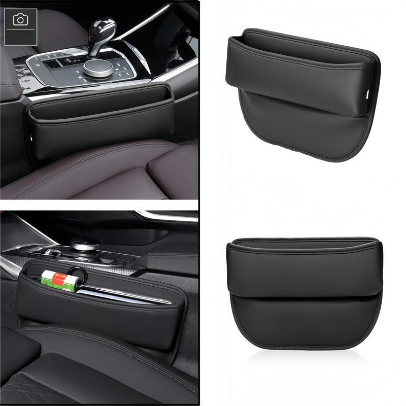 Universal Leather Car Seat Gap Organizer | Side Pocket Console Storage Box for Car Interior Accessories