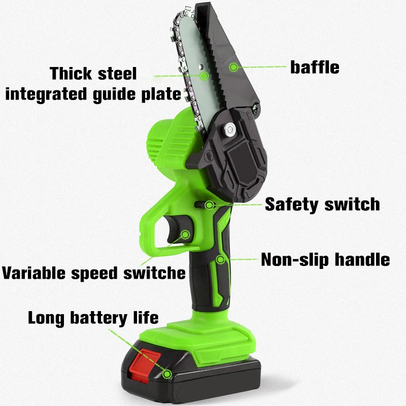 Mini 6-Inch Cordless Electric Chainsaw | Lightweight Handheld Pruning & Wood Cutting Saw