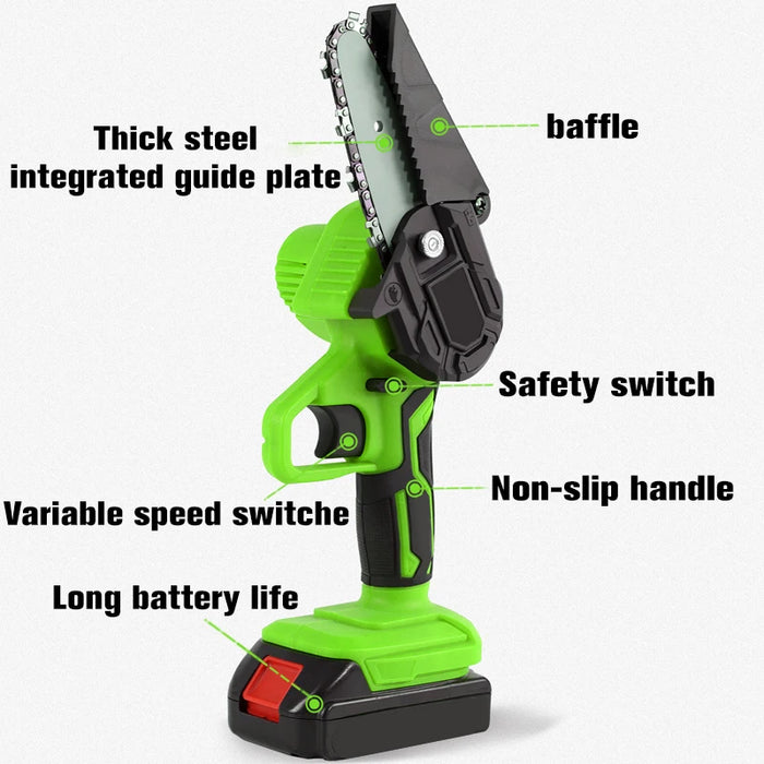 Mini 6-Inch Cordless Electric Chainsaw | Lightweight Handheld Pruning & Wood Cutting Saw