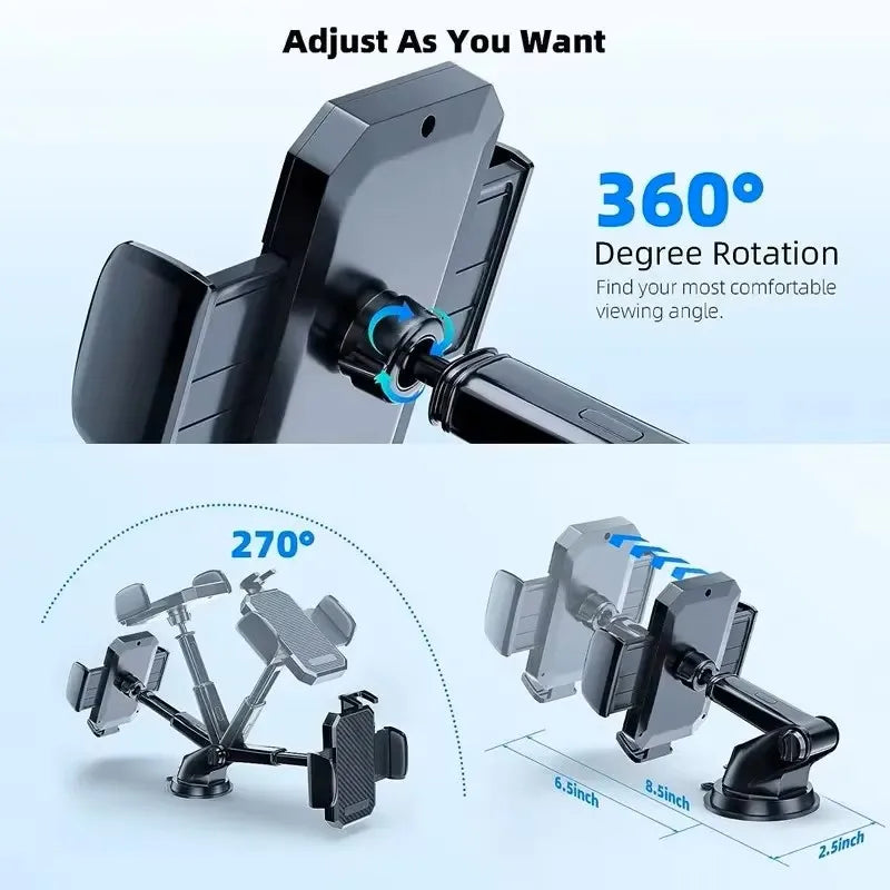 Universal Sucker Car Phone Holder | 360° Windshield & Dashboard Mount Bracket for Smartphones