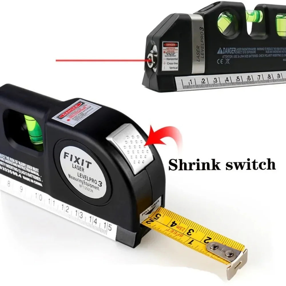 3-in-1 Laser Level with Tape Measure | Horizontal, Vertical & Cross Line Precision Tool