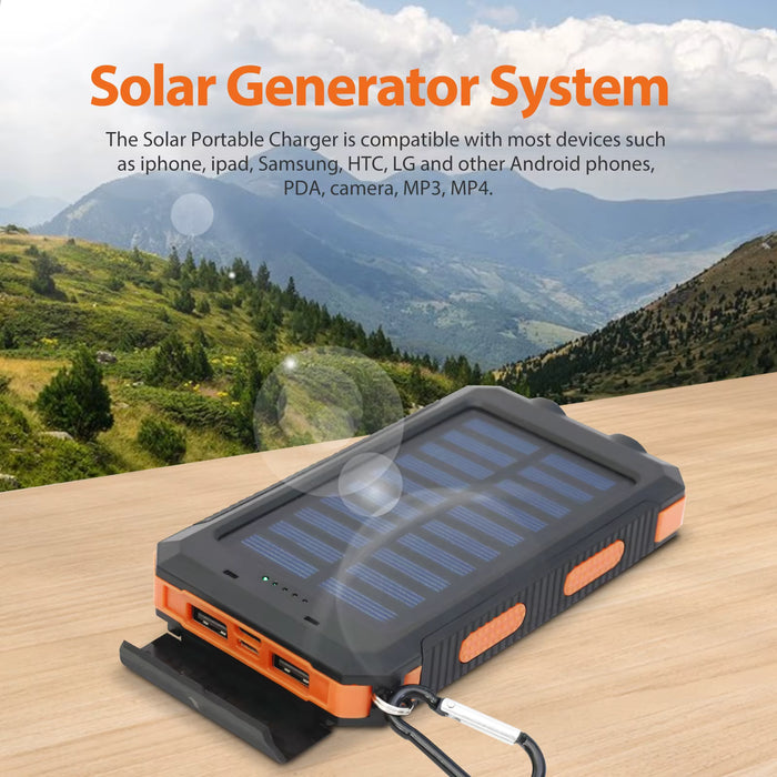 20000mAh Solar Power Bank – Dual USB, Waterproof & LED Flashlight