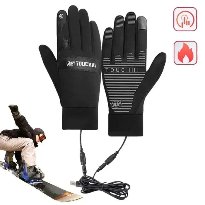 USB Heated Gloves – Waterproof Touchscreen Thermal Winter Gloves for Outdoor Work, Skiing, and Motorcycle Riding