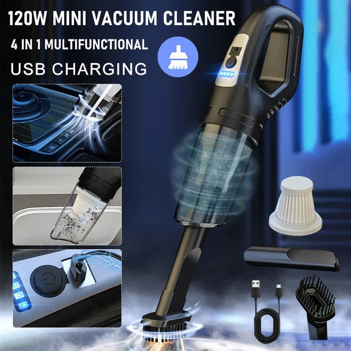 120W Cordless Handheld Vacuum | Rechargeable and Compact Cleaner for Car, Home & Office