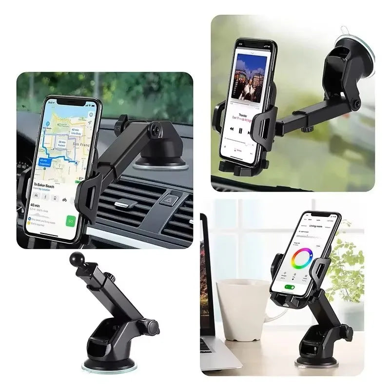 Universal Sucker Car Phone Holder | 360° Windshield & Dashboard Mount Bracket for Smartphones