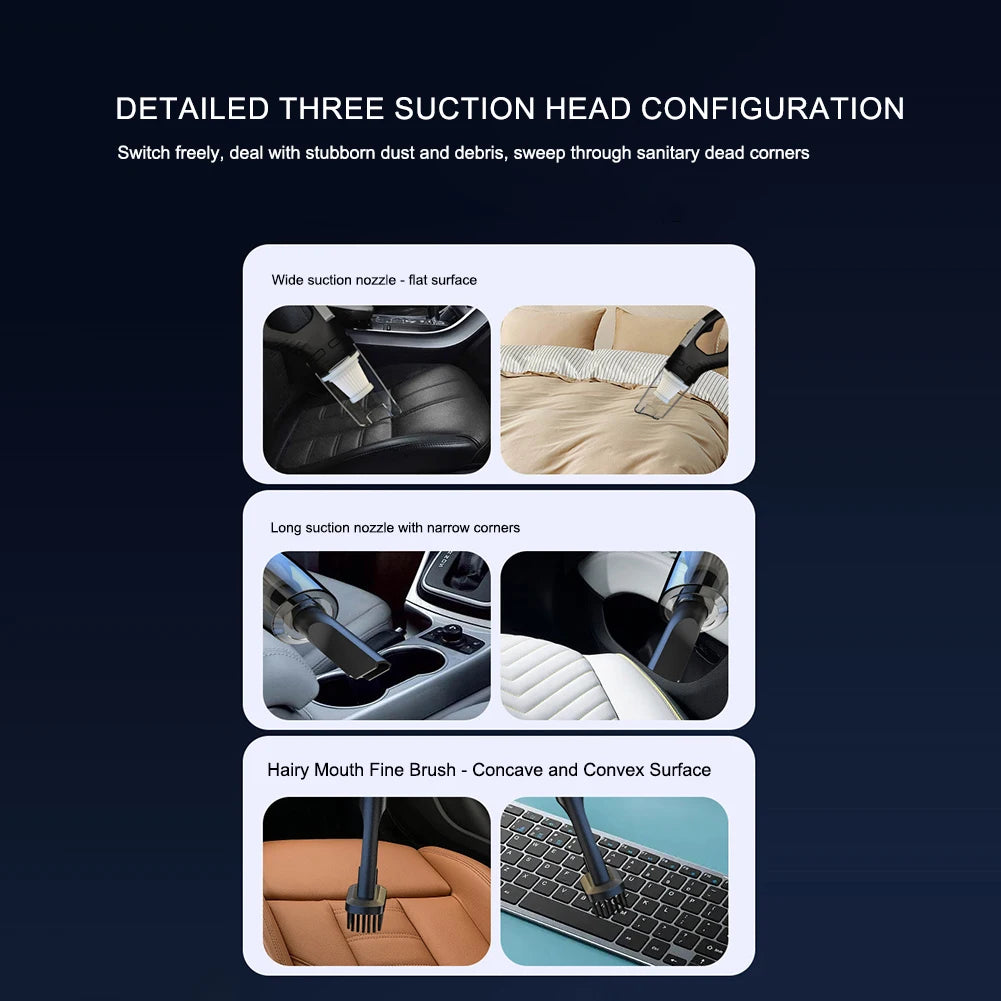 120W Cordless Handheld Vacuum | Rechargeable and Compact Cleaner for Car, Home & Office