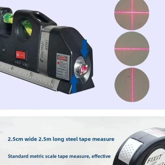 3-in-1 Laser Level with Tape Measure | Horizontal, Vertical & Cross Line Precision Tool