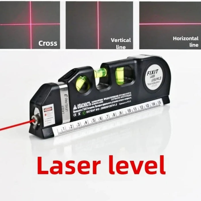 3-in-1 Laser Level with Tape Measure | Horizontal, Vertical & Cross Line Precision Tool