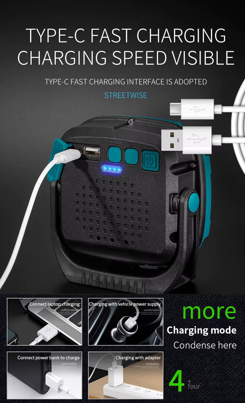 Portable LED Spotlight Lantern | Rechargeable, Magnetic & Multi-Mode Work Light