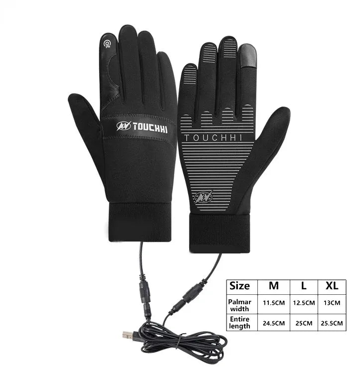 USB Heated Gloves – Waterproof Touchscreen Thermal Winter Gloves for Outdoor Work, Skiing, and Motorcycle Riding