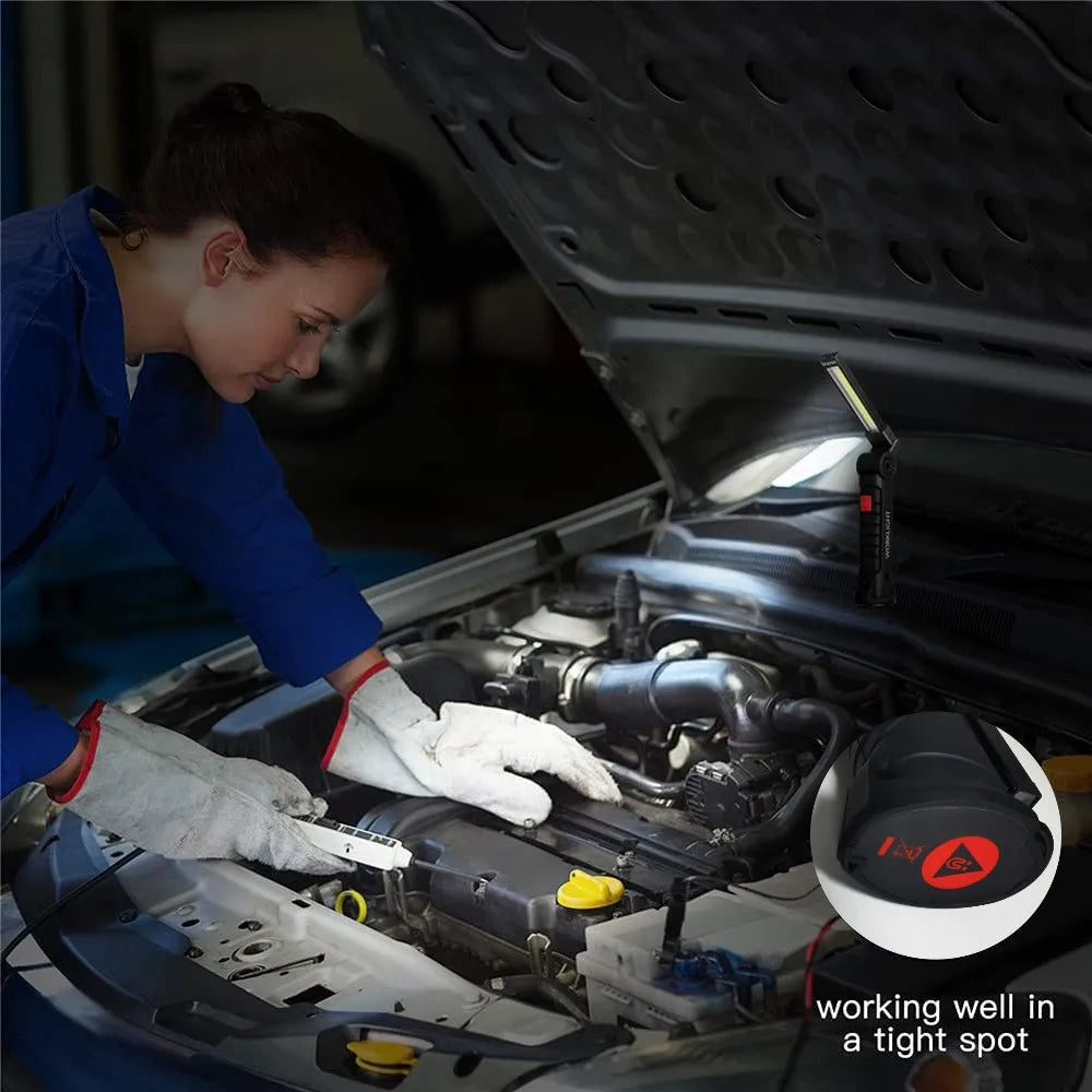 Portable COB LED Flashlight | USB Rechargeable, Magnetic & Hanging Hook