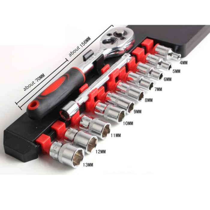 12-Piece Socket Wrench Set | Compact Heavy-Duty Repair Toolkit for Car, Motorcycle & DIY Use