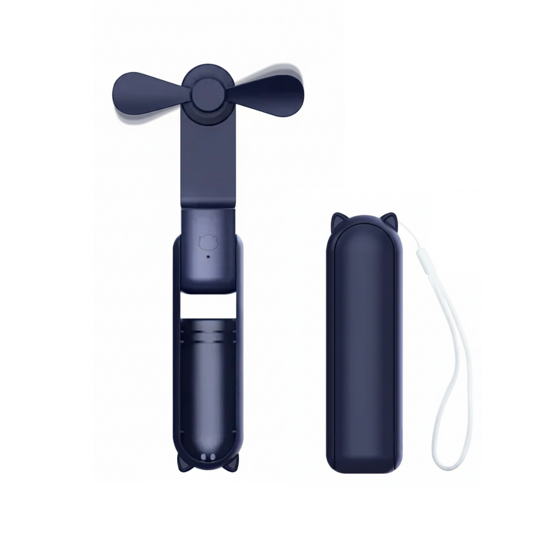 2000mAh Mini Portable Fan | USB Rechargeable Foldable Handheld & Desktop Fan with Power Bank Function
