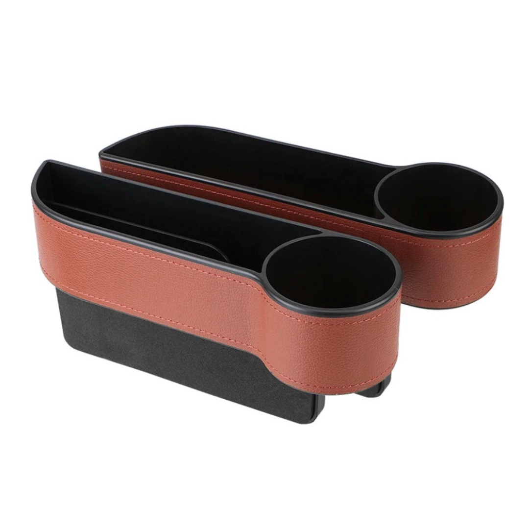 Leather Car Seat Gap Organizer with Charging Hole | Universal Car Storage Box for Phone, Wallet & Keys