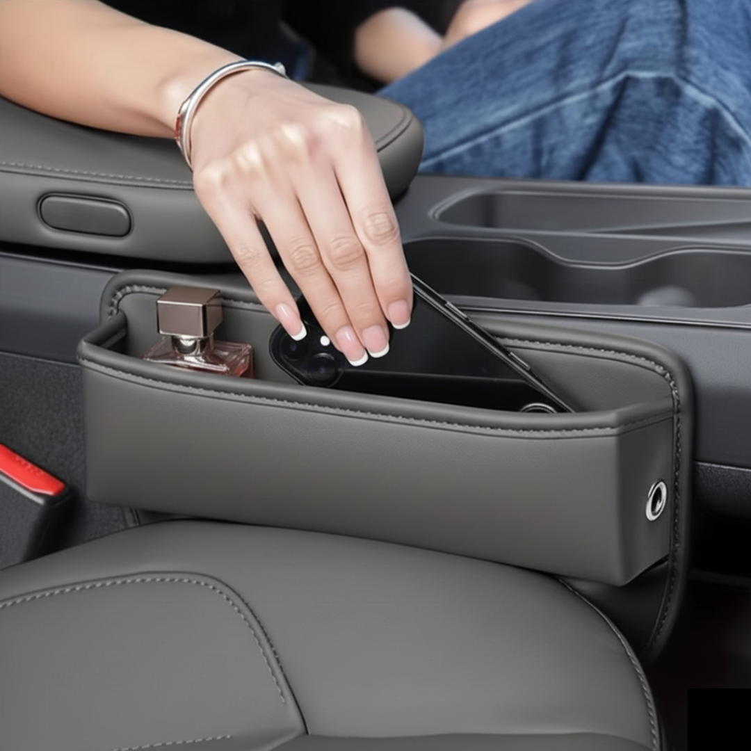 Universal Leather Car Seat Gap Organizer | Side Pocket Console Storage Box for Car Interior Accessories